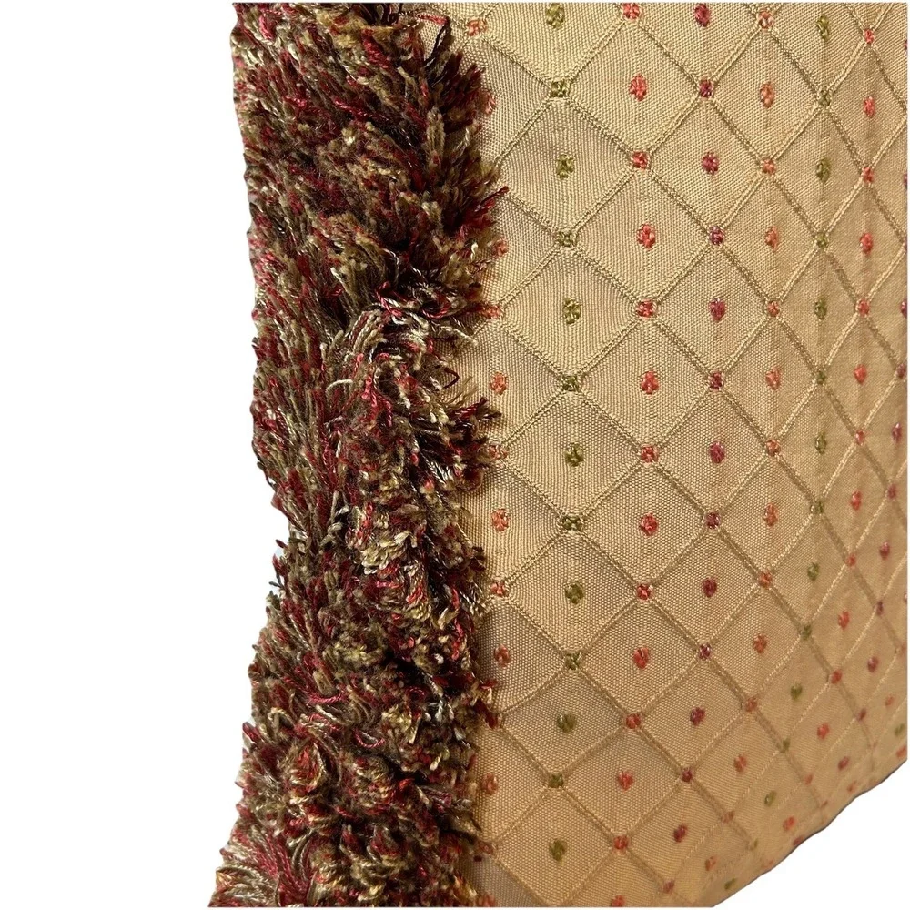 Biltmore For Your Home Throw Pillow set Balls & Fringe Red tan gold brown Lumbar
